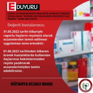 “REÇETESİZ DÖNEM SONA ERDİ”