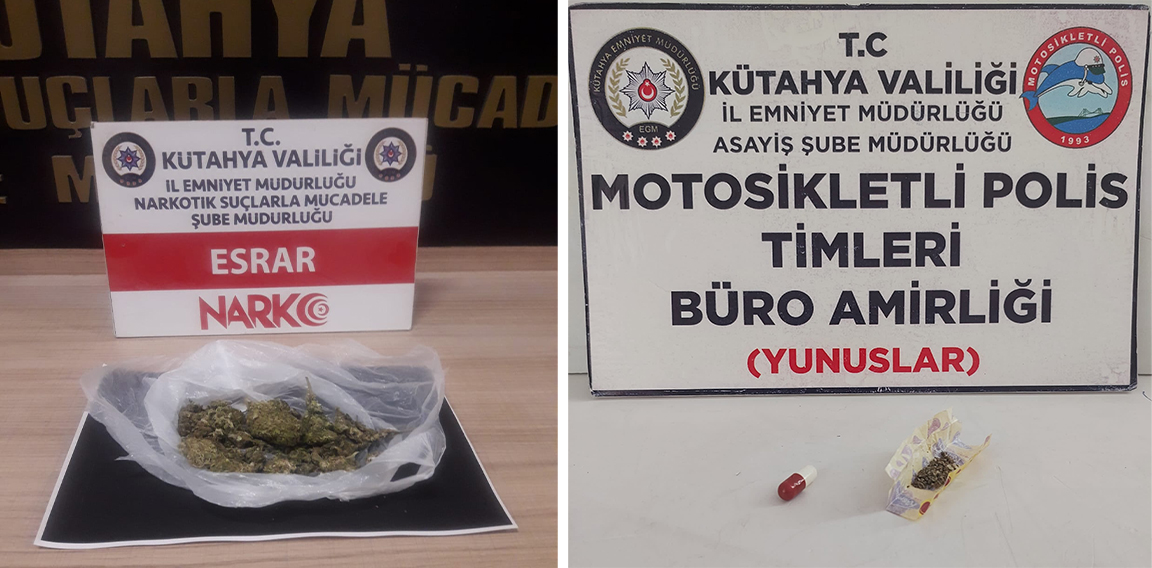 Kütahya’da polisin düzenlediği uyuşturucu