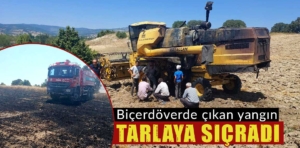 Kütahya’da biçerdöverde çıkan yangın tarlaya sıçradı