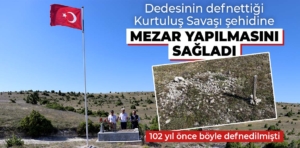 Kütahya’da Şehidin mezarı yaptırıldı, Türk bayrağı dikildi