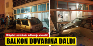 Kütahya’da otomobil balkon duvarına çarptı: 3 yaralı