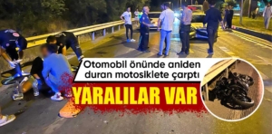 Kütahya’da otomobil, aniden duran motosikletle çarpıştı