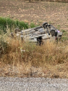 Afyonkarahisar’da araç şarampole devrildi