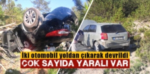 Kütahya’da iki otomobil devrildi, yaralılar var