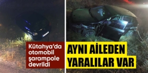 Kütahya’da otomobil şarampole devrildi, yaralılar var