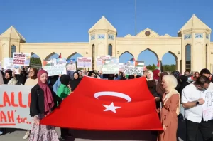 Kütahya’da üniversite öğrencileri İsrail’in saldırılarını protesto etti