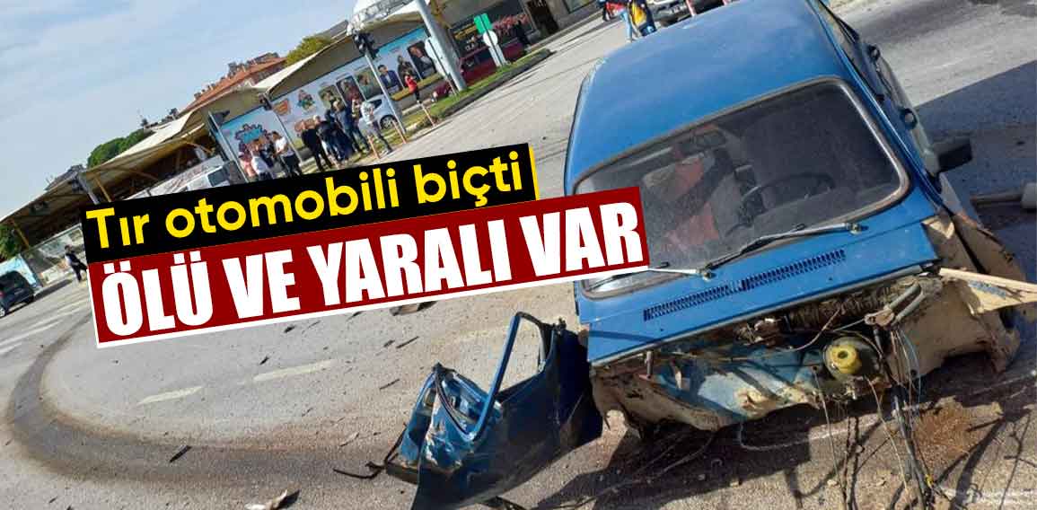 Kütahyada tır otomobili biçti