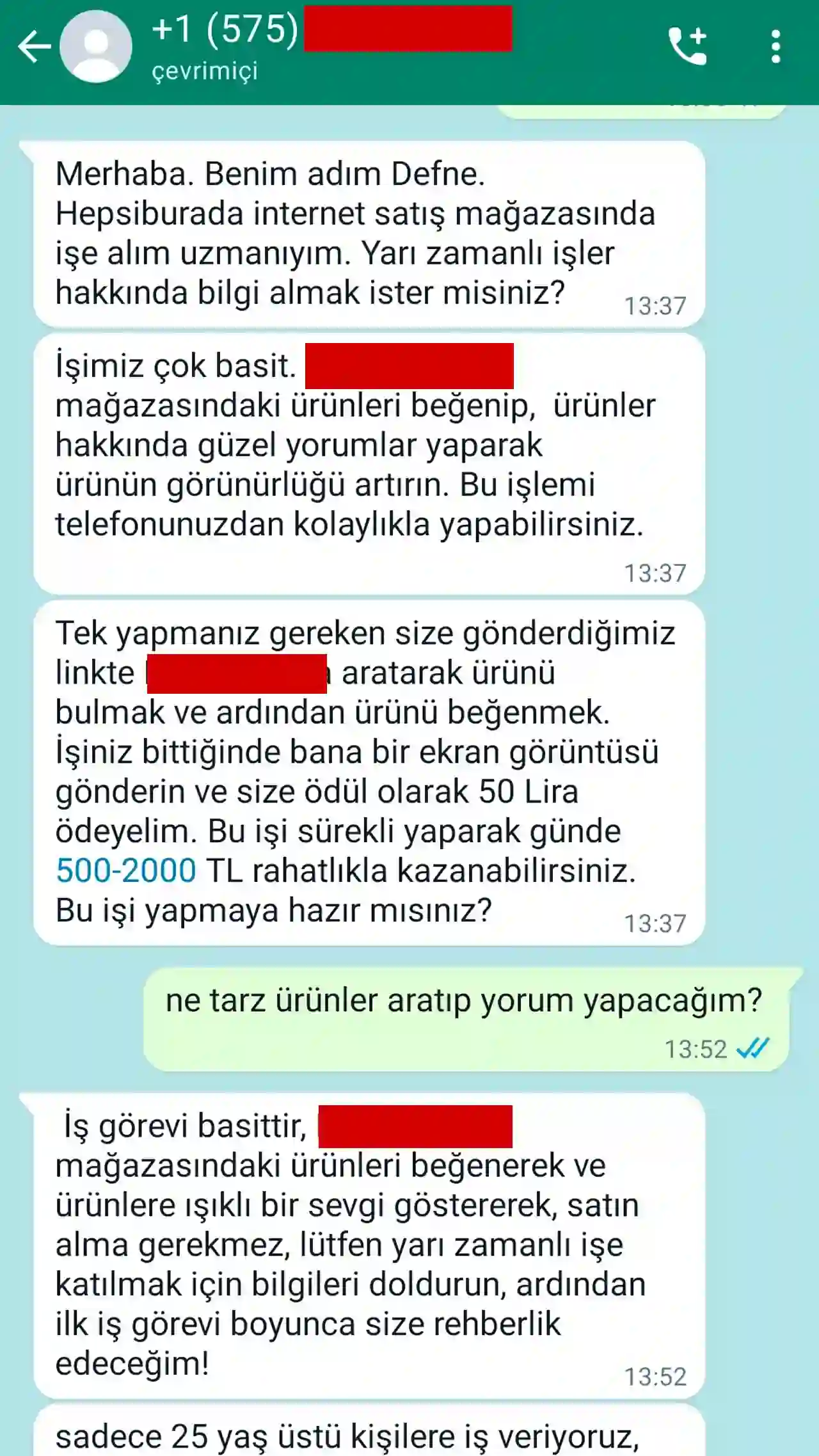 WhatsApp'ta yabancı numaralardan gelen tuzak mesaj