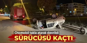 Kütahya’da TOFAŞ otomobil takla atarak devrildi