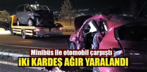 Kütahya’da minibüs ve otomobil çarpıştı, kardeşler yaralandı