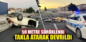 Kütahya’da otomobil takla atarak devrildi