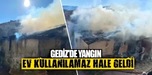 Gediz’deki çıkan yangında ahşap ev kullanılamaz hale geldi