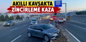 Kütahya’da akıllı kavşakta zincirleme trafik kazası