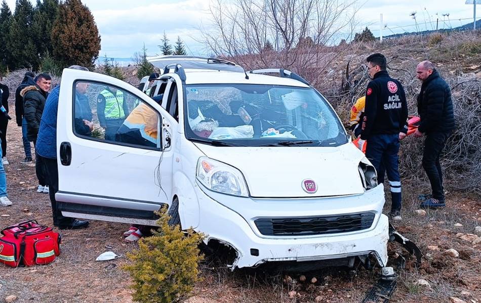 kütahya da ticari araç şarampole savruldu 