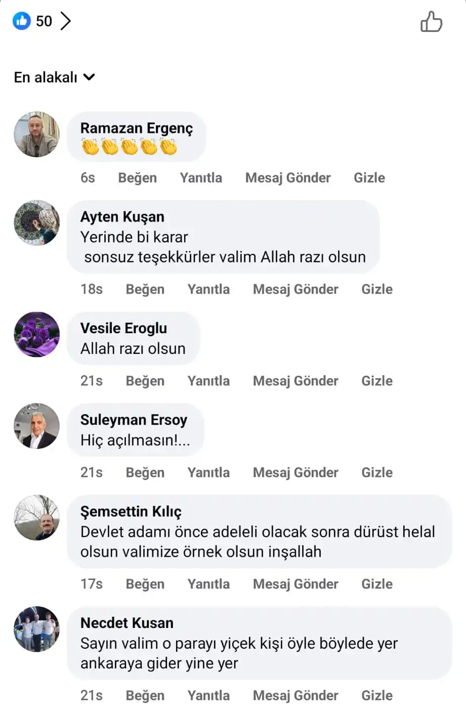 Kütahya Valisi Musa Işın’ın pavyon kapatma kararına destek mesajları 