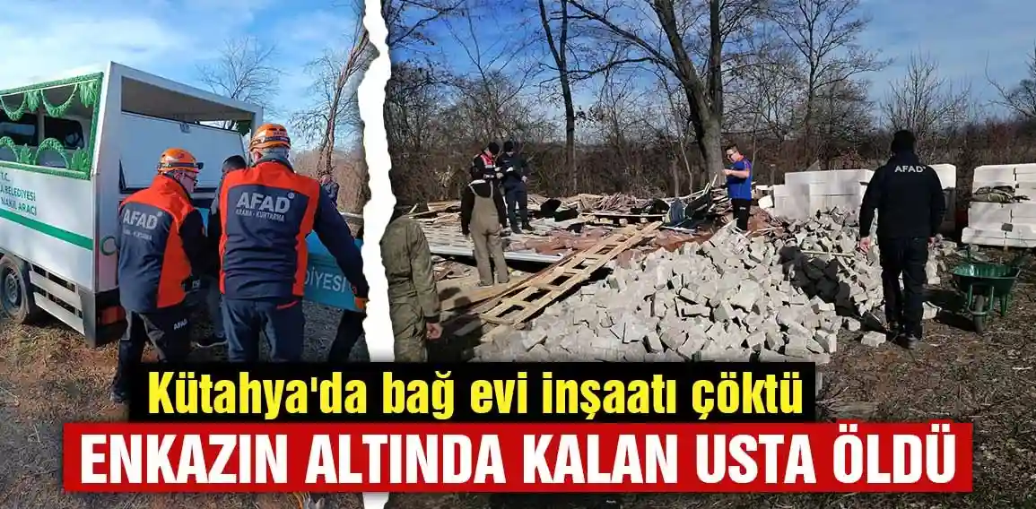 Kütahya’da, çöken bağ evi