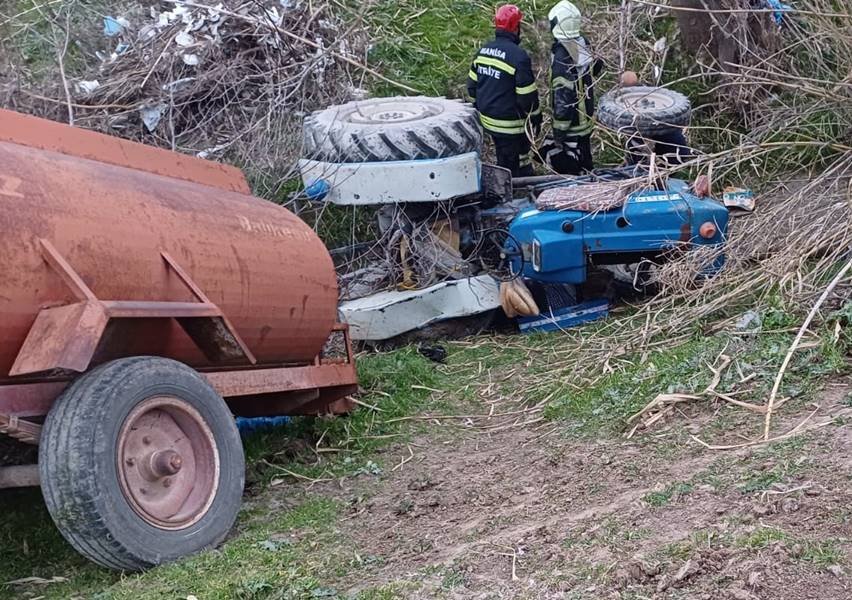 Manisa’nın Saruhanlı ilçesinde devrilen