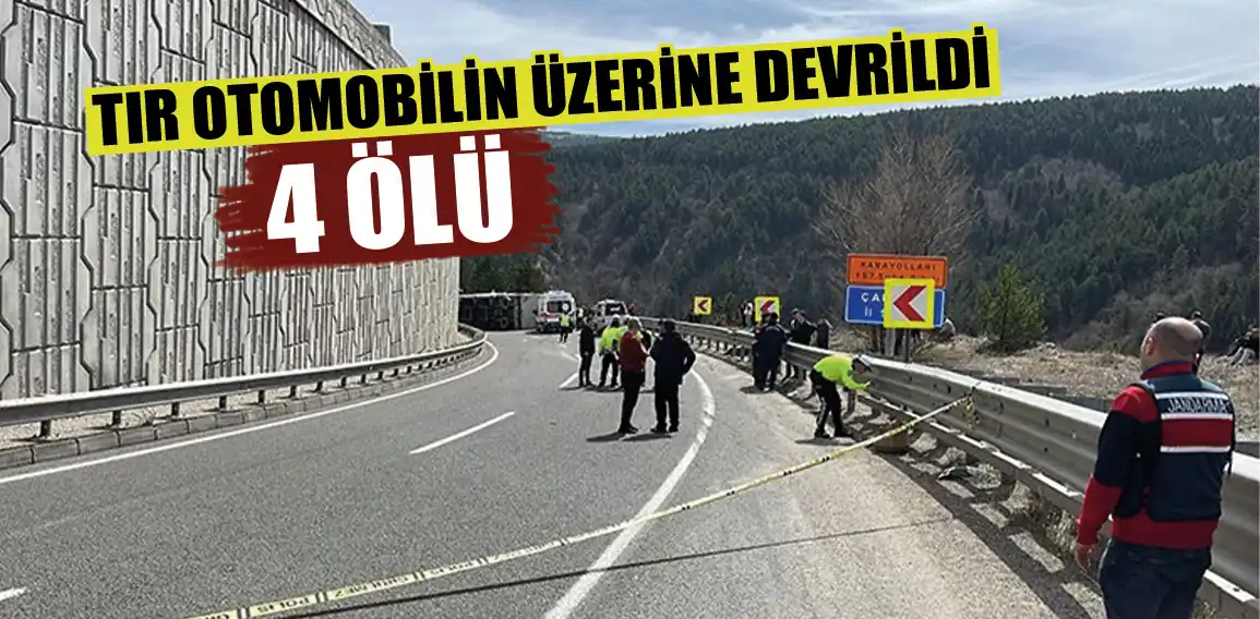 Çankırı’da tır otomobilin üzerine