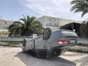 Nazilli’de takla atan otomobilin sürücüsü kazayı yara almadan atlattı