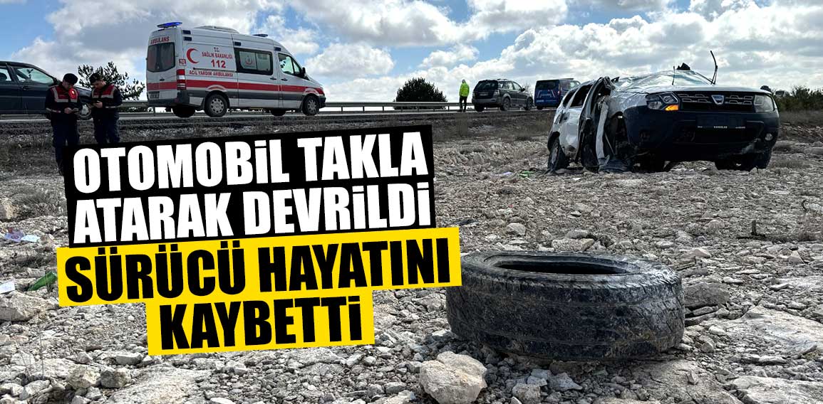 Kütahya’da şarampole devrilen otomobilin