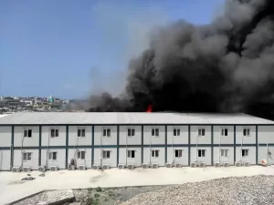 Fethiye’de işçilerin kaldığı konteynerlerde çıkan yangın söndürüldü