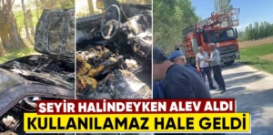 Kütahya’da seyir halindeki otomobil yandı