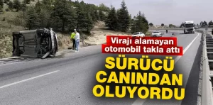 Kütahya Ilıca virajında otomobil takla attı