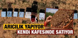 Arıcılık yapan kadın ürünlerini kafesinde servis ediyor