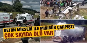 Gaziantep’te beton mikseri ile minibüs çarpıştı, çok sayıda ölü var