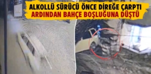 Kütahya’da alkollü sürücünün kazası güvenlik kamerasına yansıdı