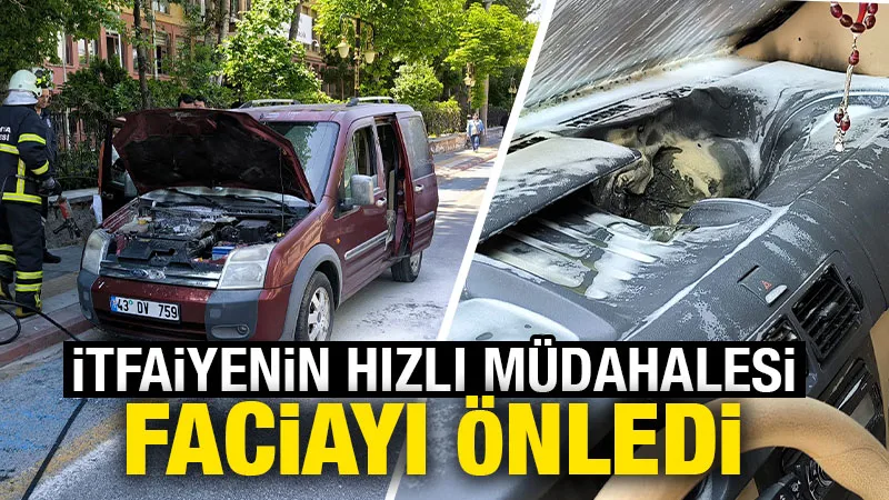 Kütahya’da hareket halindeki araçta çıkan yangın söndürüldü