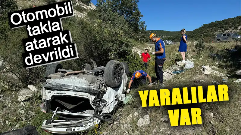 Kütahya’da otomobil devrildi, yaralılar var