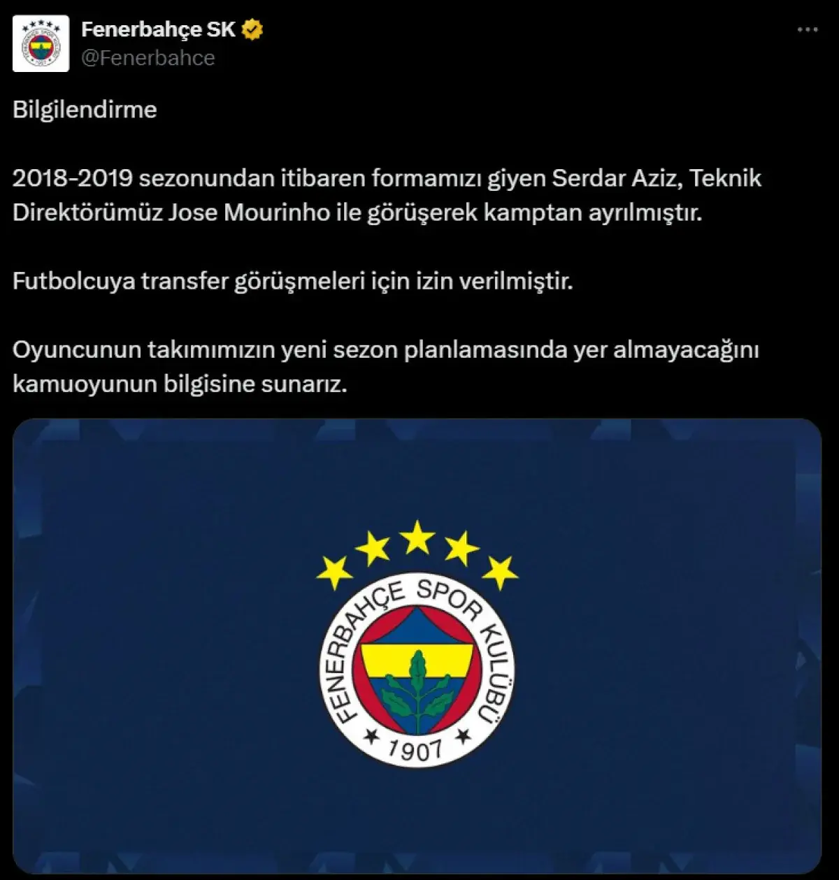 Fenerbahçe'den Serdar Aziz açıklaması