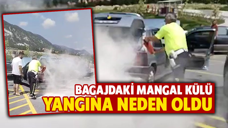 Kütahya’da tam sönmeyen mangal külü otomobilde yangın çıkardı