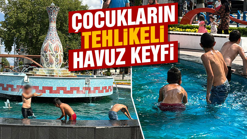 Kütahya’da çocukların tehlikeli havuz keyfi