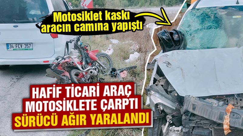 Kütahya’da hafif ticari araç motosiklete çarptı, sürücü ağır yaralı