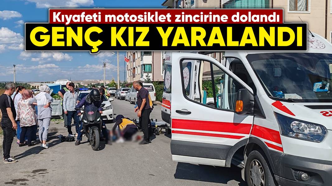 Kütahya’da kıyafeti motosiklet zincirine