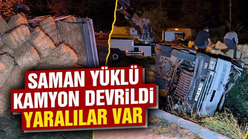 Kütahya’da saman yüklü kamyon devrildi, 3 yaralı