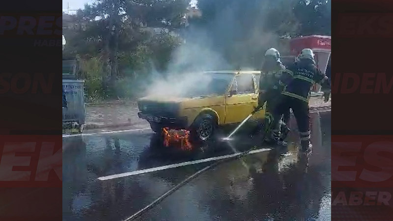 Kütahya’da seyir halindeki otomobil yandı