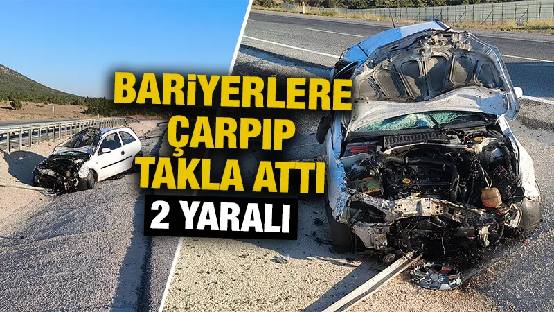 Kütahya’da, otomobilin takla atma